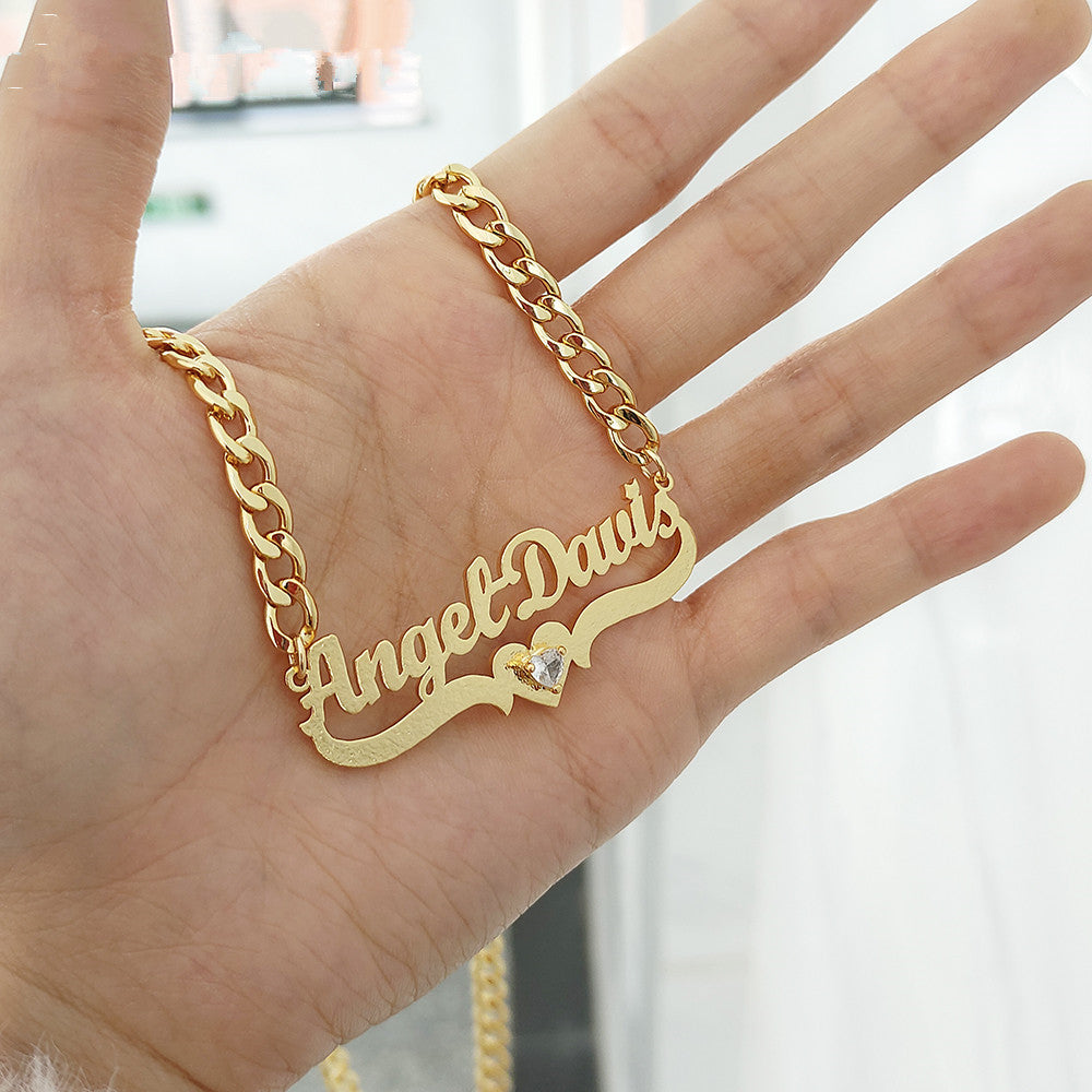 Collar de Nombre Personalizado DIY con Piedra de Nacimiento en Forma de Corazón