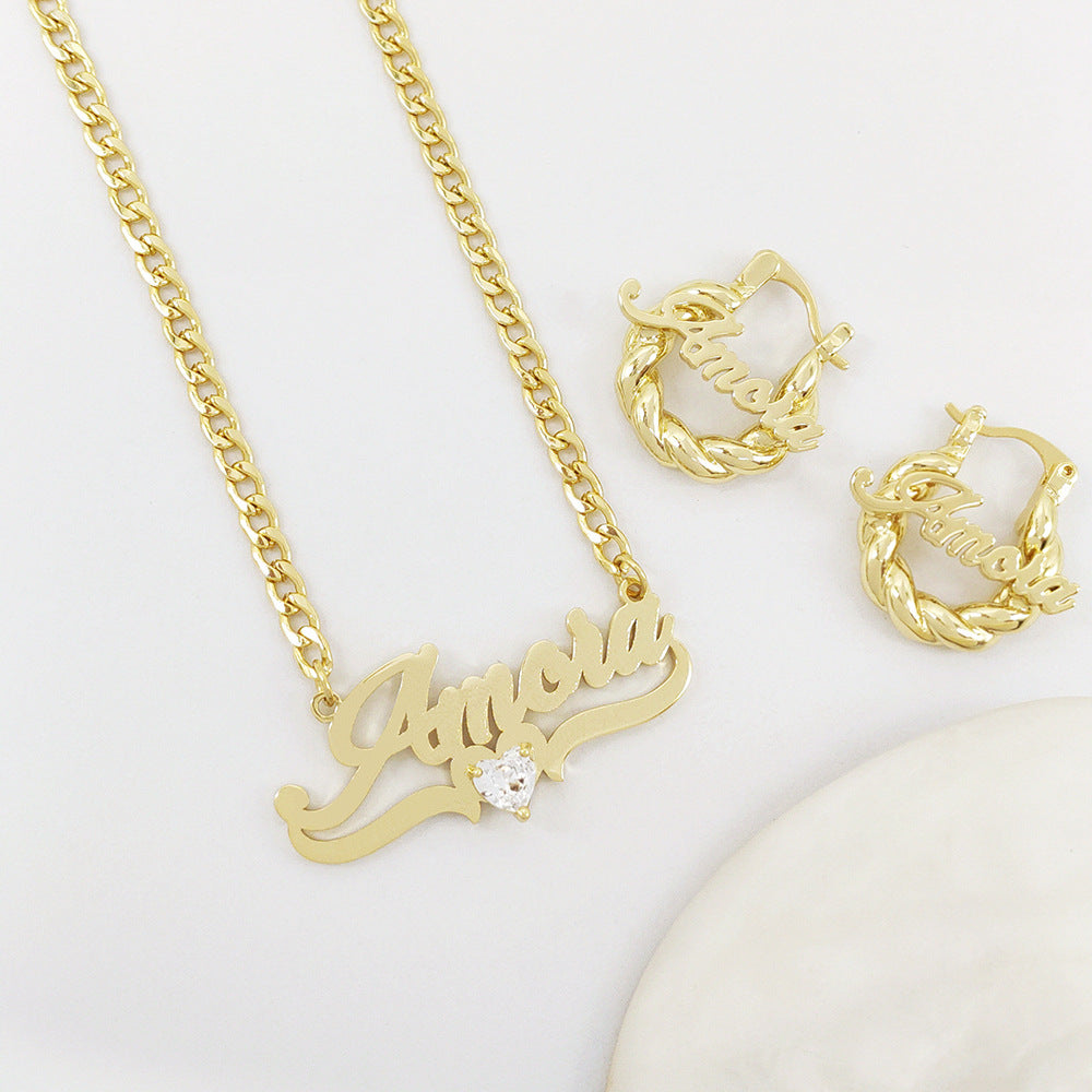 Collar de Nombre Personalizado DIY con Piedra de Nacimiento en Forma de Corazón