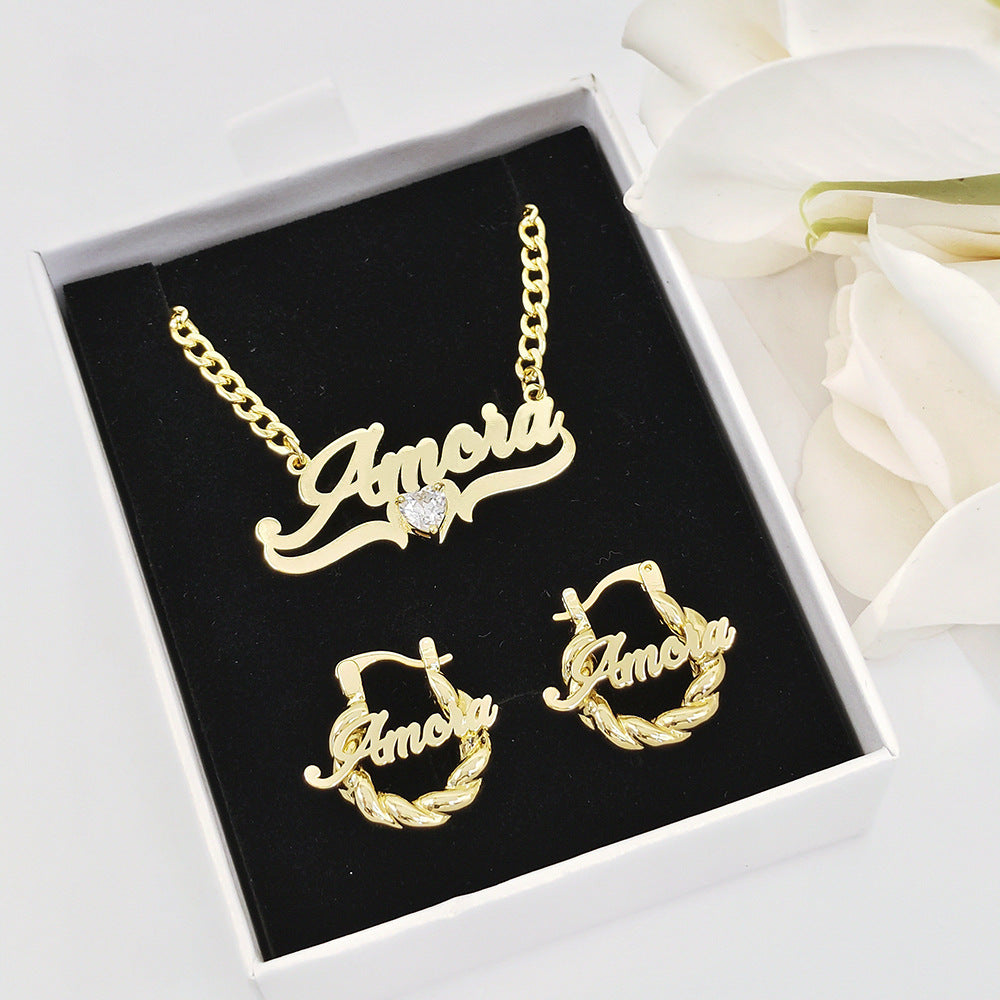Collar de Nombre Personalizado DIY con Piedra de Nacimiento en Forma de Corazón